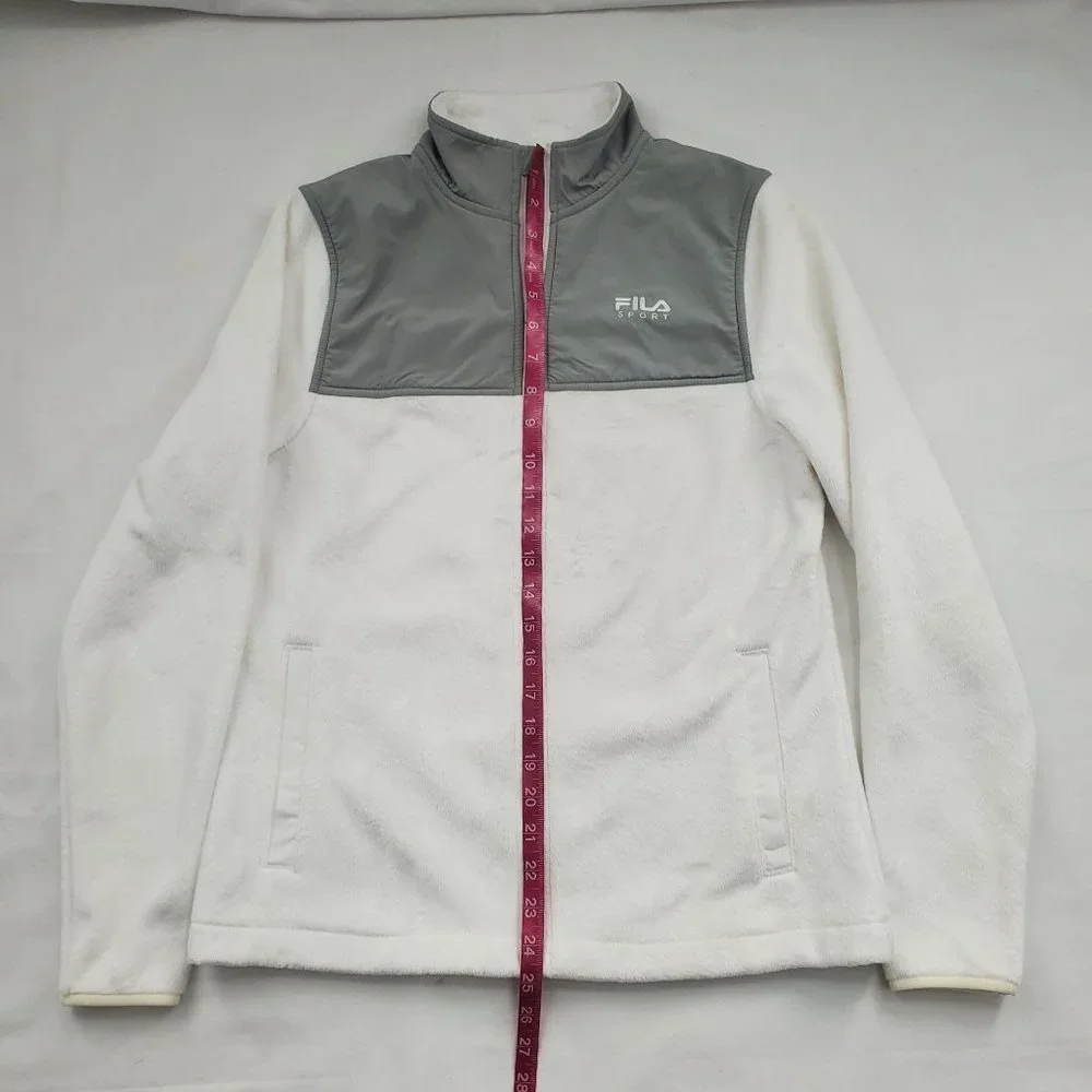 FILA Sport Women's Color Block Performance Fleece Jacket Gray/White Size XS - Picture 11 of 11
